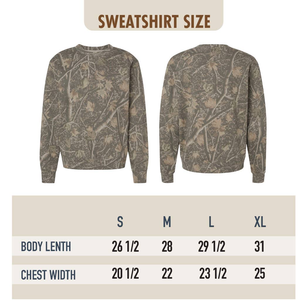 MAMA Puff Print Deadwood Tree Camo Crewneck Sweatshirt