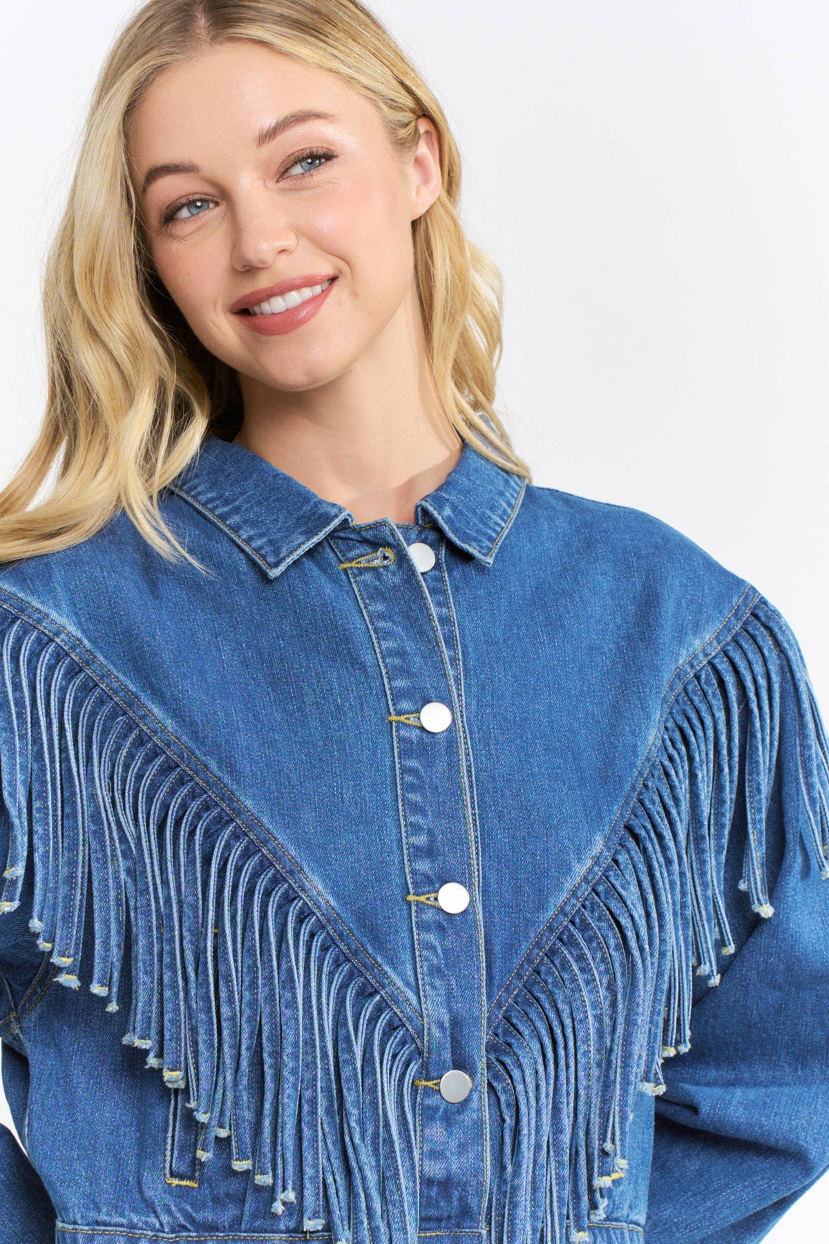 Western Fringe Cropped Denim Jacket