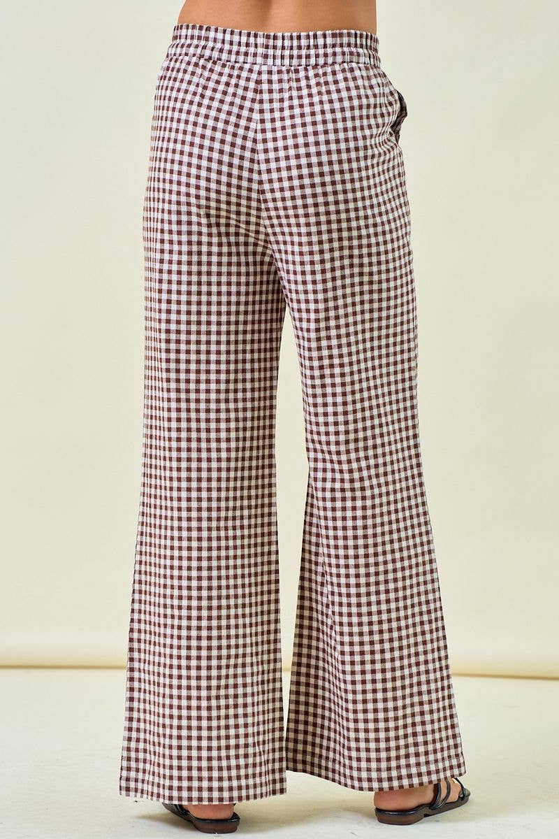 BLUE GINGHAM WIDE LEG PANT