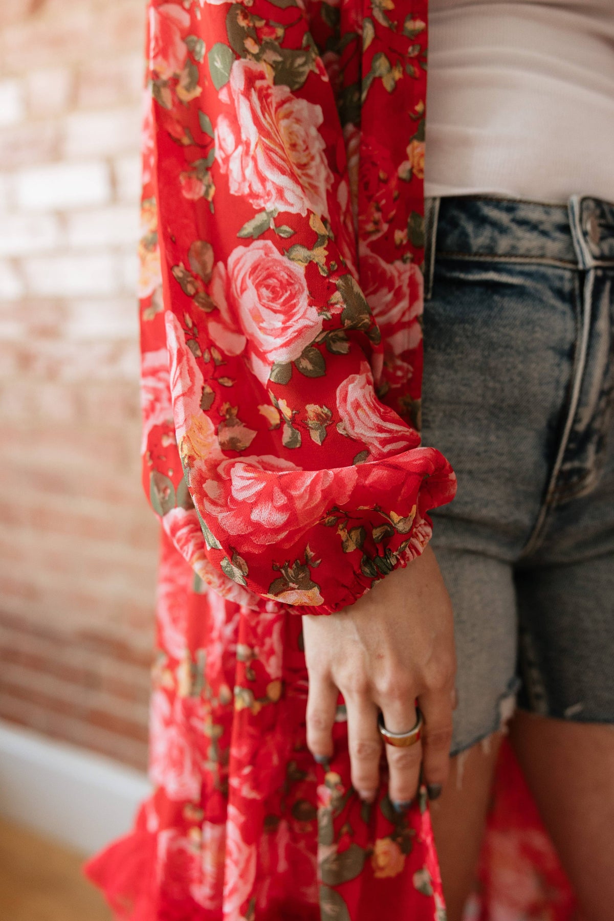 RED ROSE TIE KIMONO