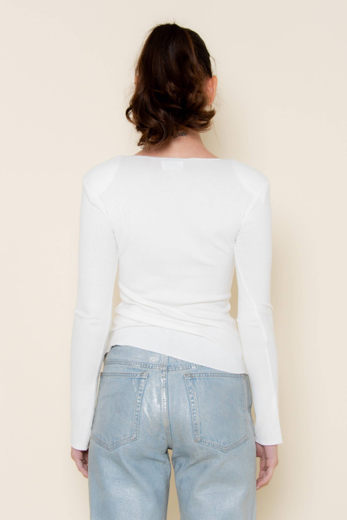 ELEVATED BASICS ASYMMETRICAL LONG SLEEVE TOP-TI6528FO