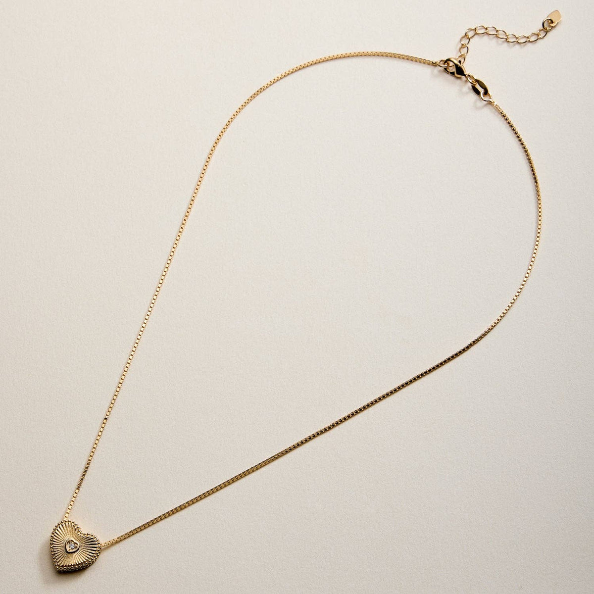 18K Gold Filled Sunburst Heart Necklace