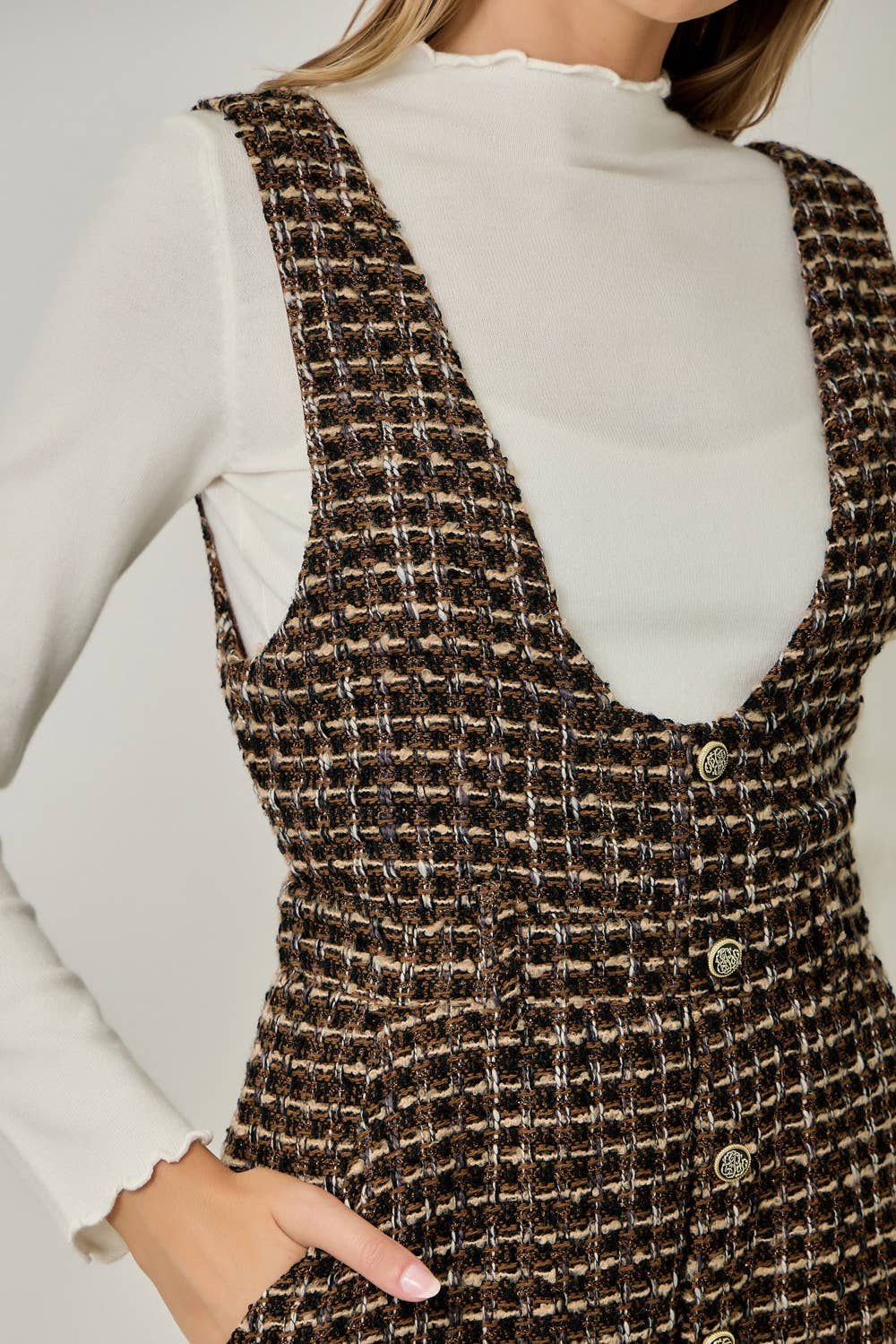 Tweed Low Neck Jumpsuit