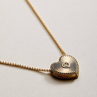 18K Gold Filled Sunburst Heart Necklace