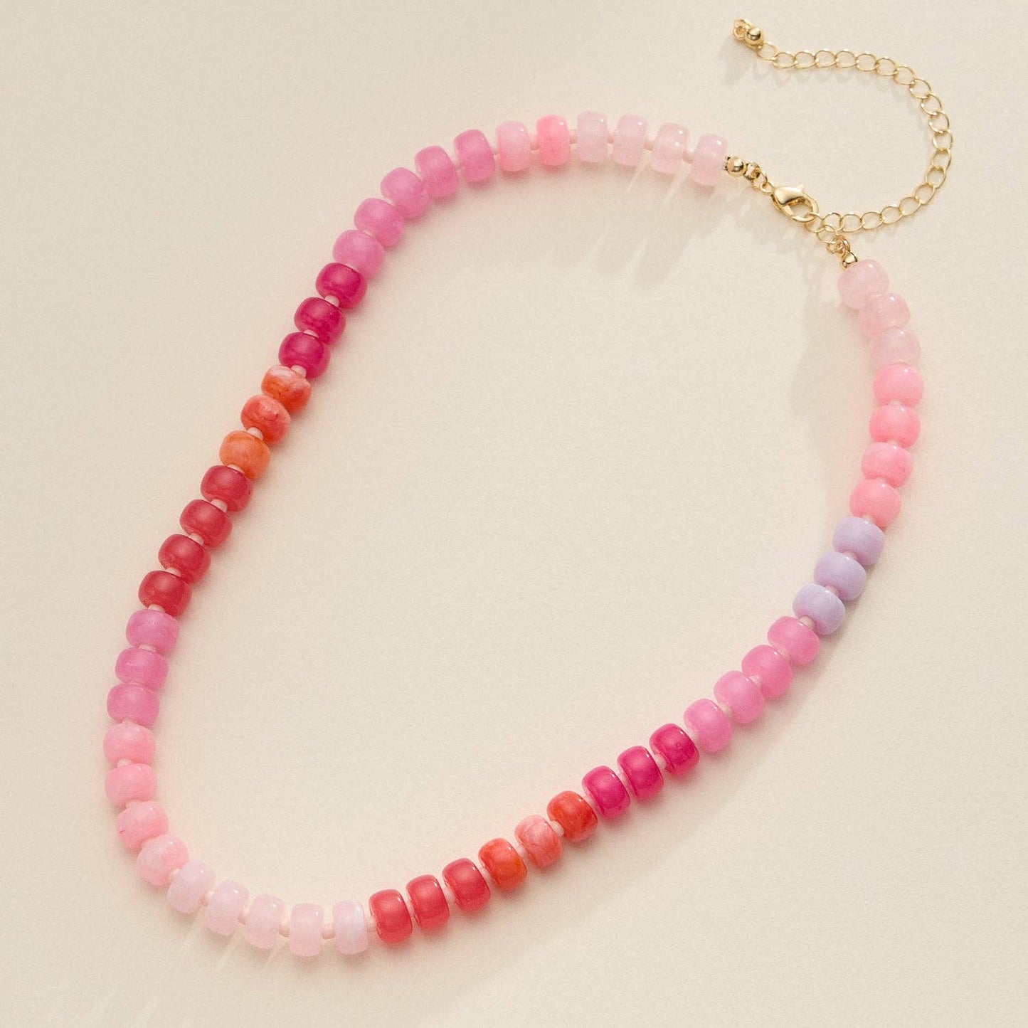 Gradient Color Round Disc Beaded | Necklace
