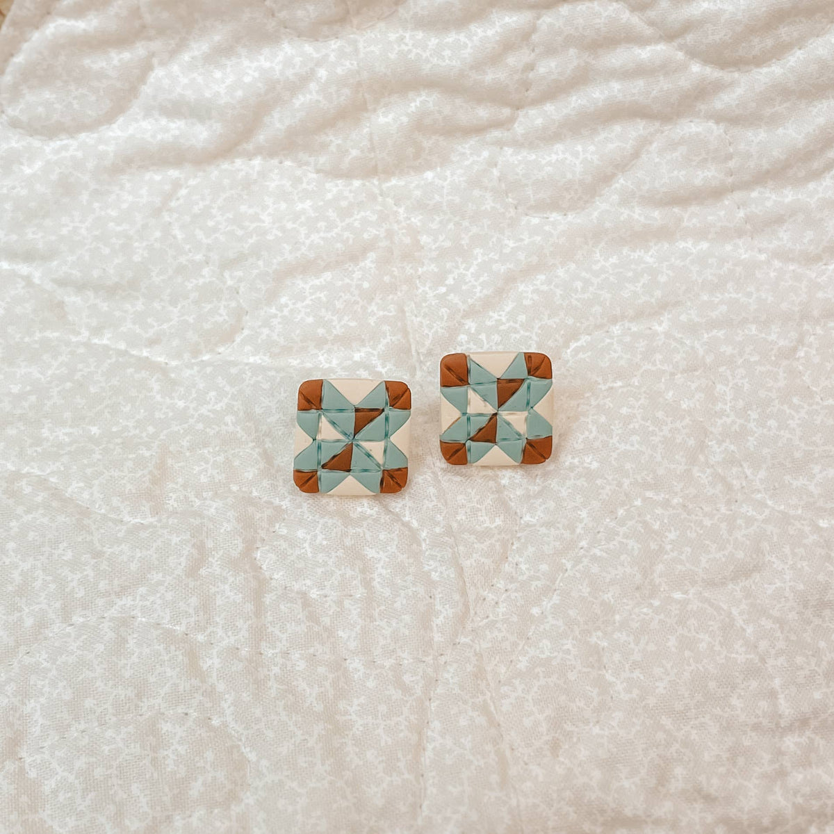 Quilt Block Stud Earrings