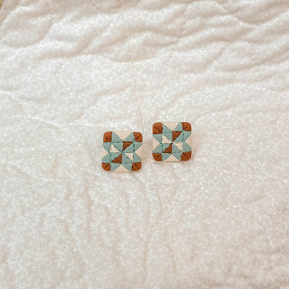 Quilt Block Stud Earrings