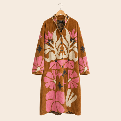 Long flower coat embroidered