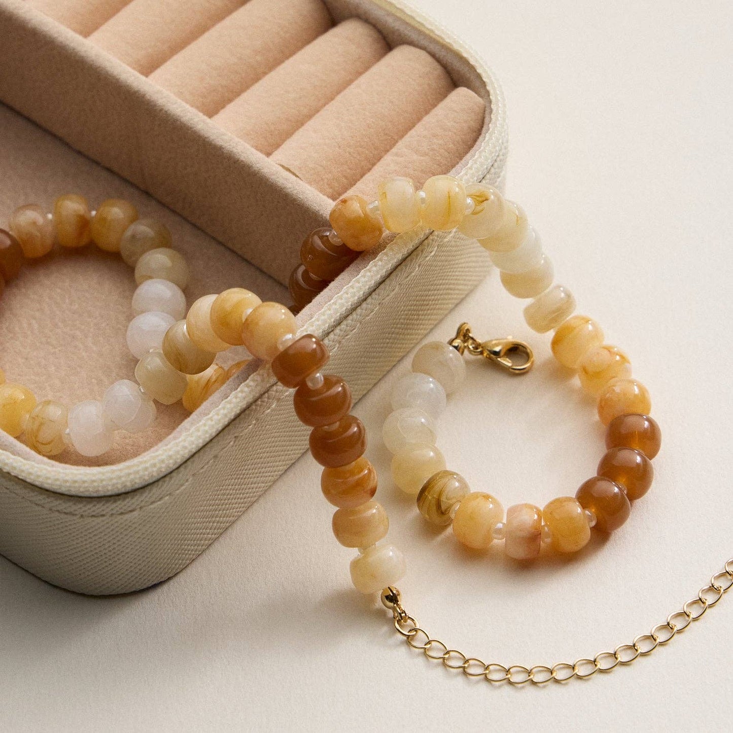 Gradient Color Round Disc Beaded | Necklace
