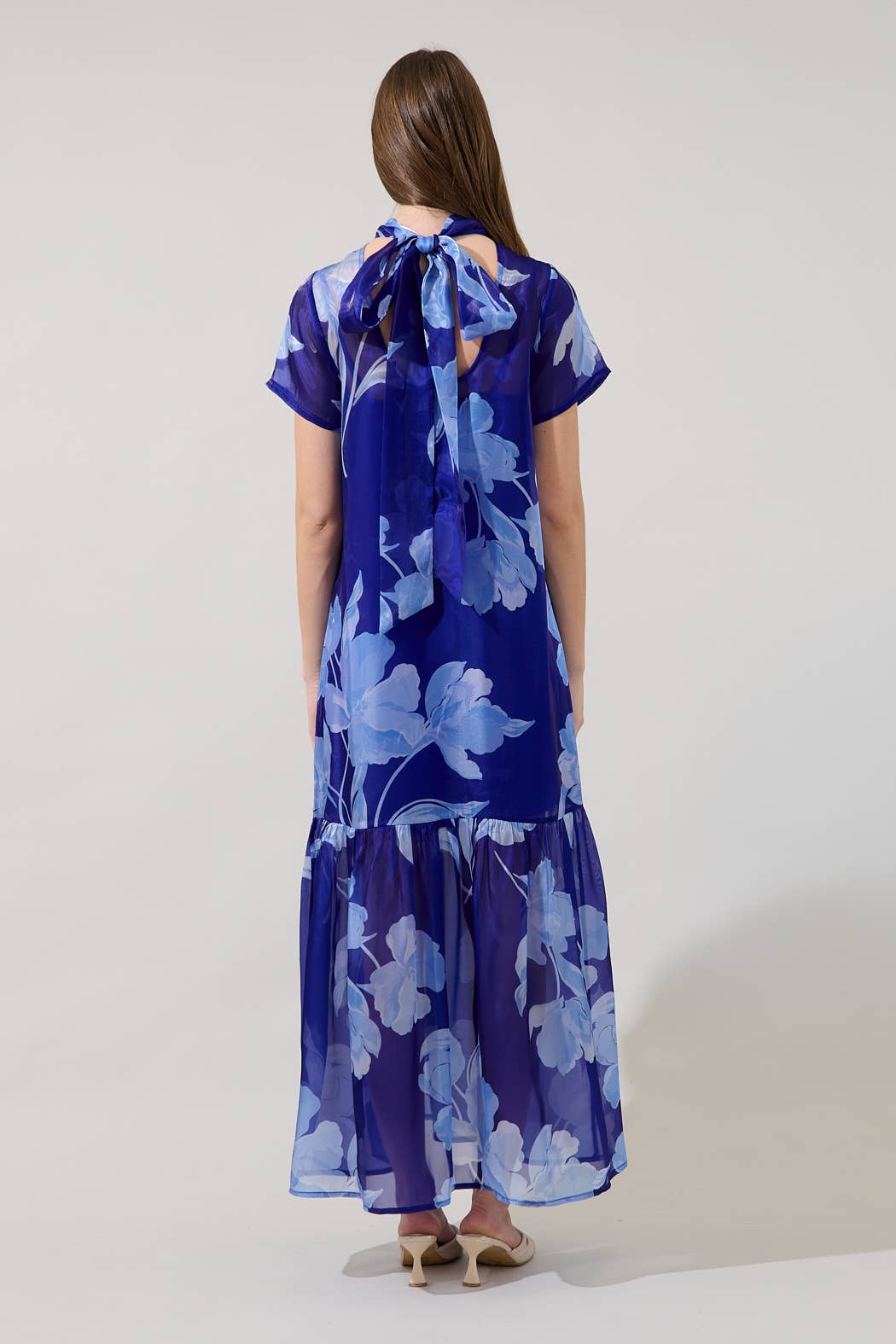 Dime Organza Mockneck Maxi Dress Floral