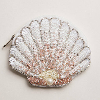 Seashell Beaded Coin Purse | Pearl Accent