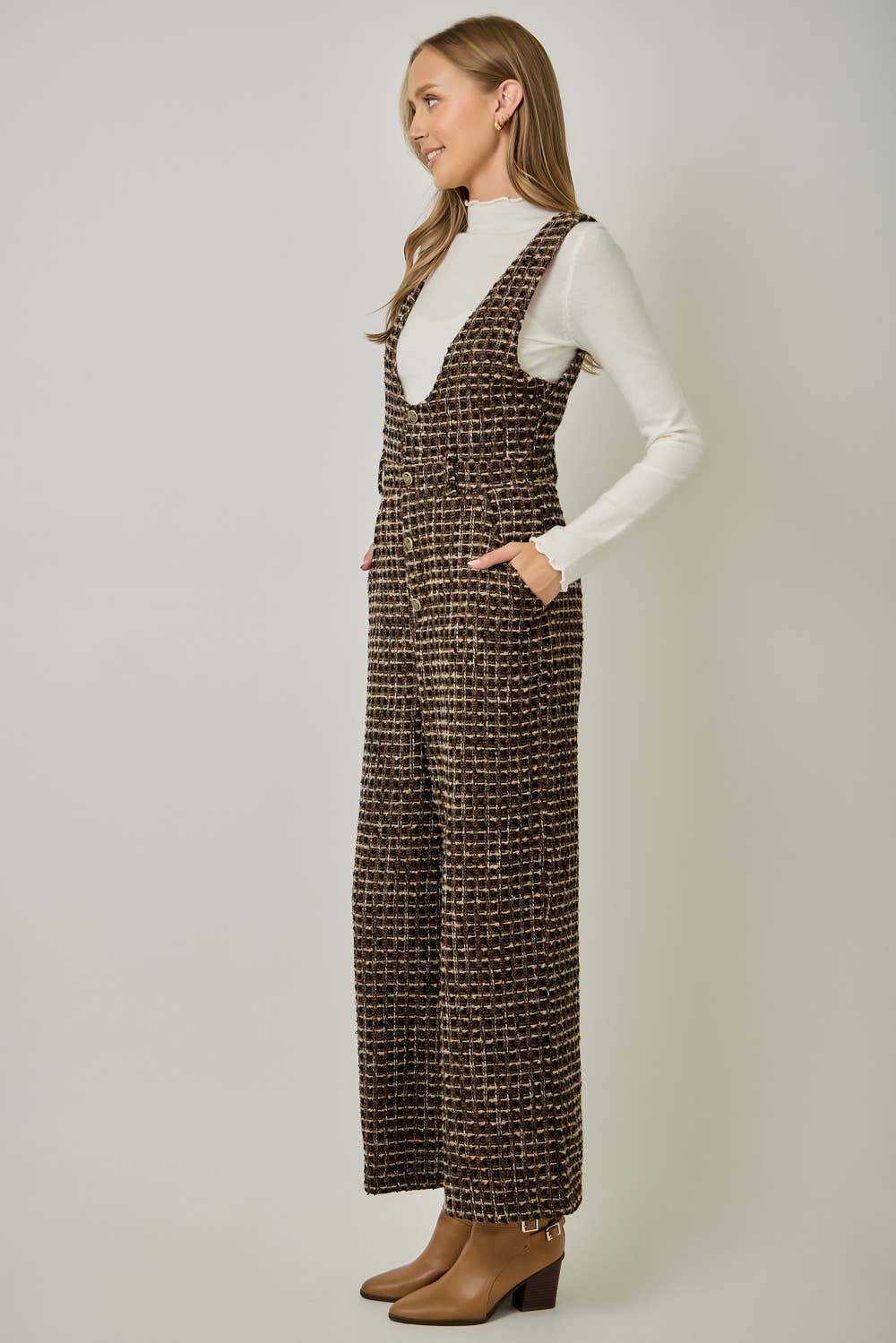 Tweed Low Neck Jumpsuit