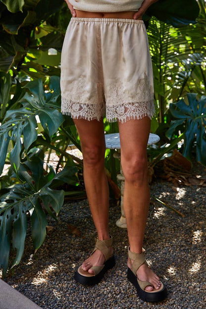 Satin and Lace Detail Short