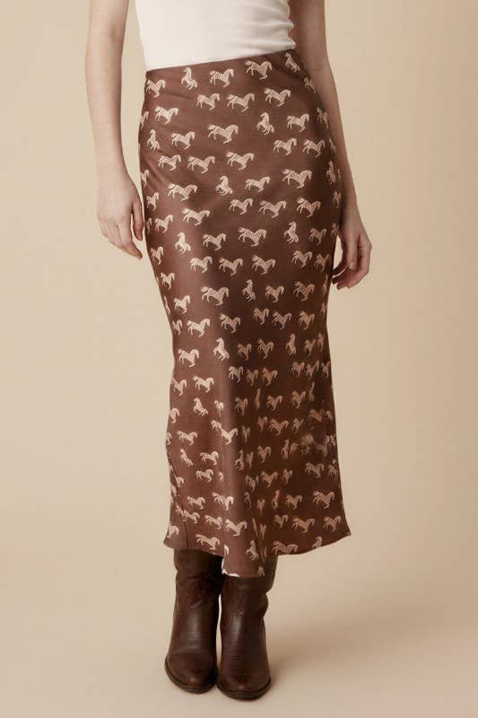 Horse Print Midi Skirt