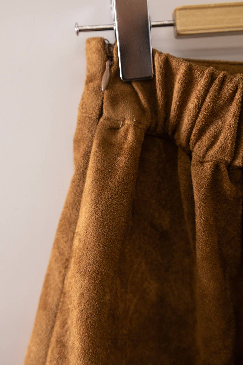 NS50217-Faux Suede Tiered Midi Skirt