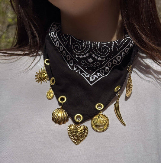 Black Bandana Charm Necklace