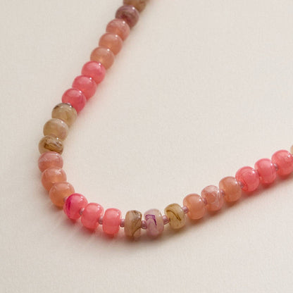Gradient Color Round Disc Beaded | Necklace