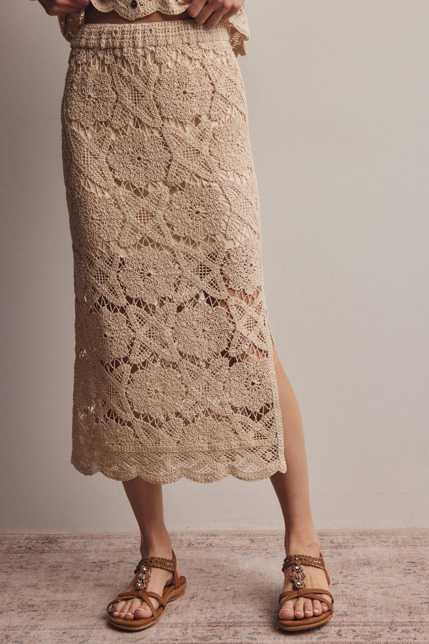 Crochet Lace Midi Skirt FWSK003