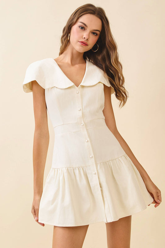 Fit And Flare Oversized Scalloped Collar Dress