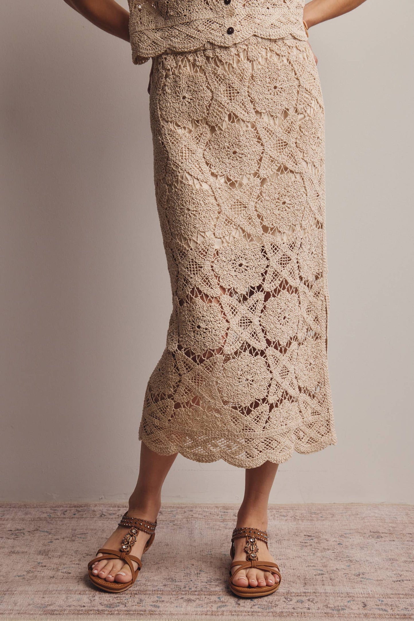 Crochet Lace Midi Skirt FWSK003