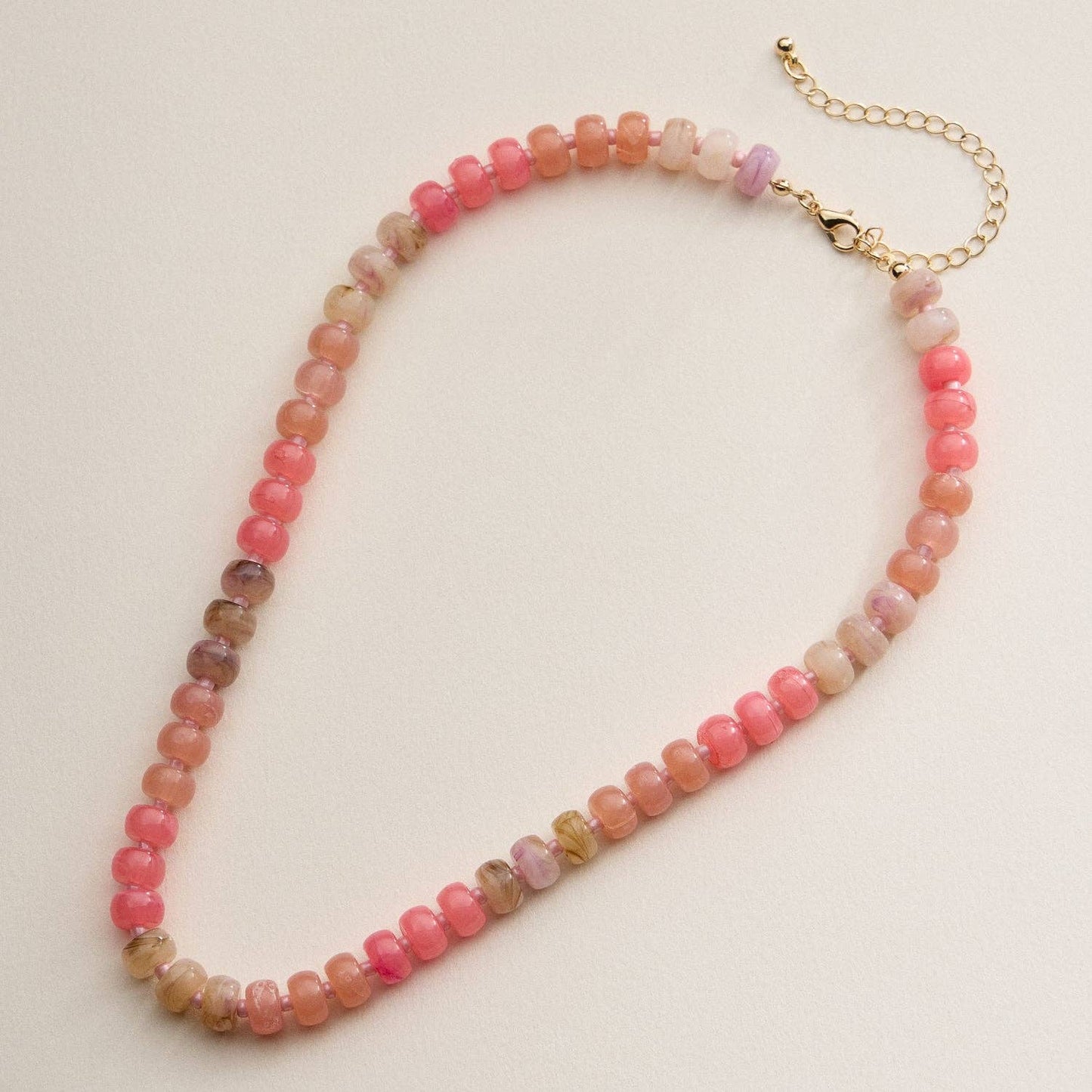 Gradient Color Round Disc Beaded | Necklace