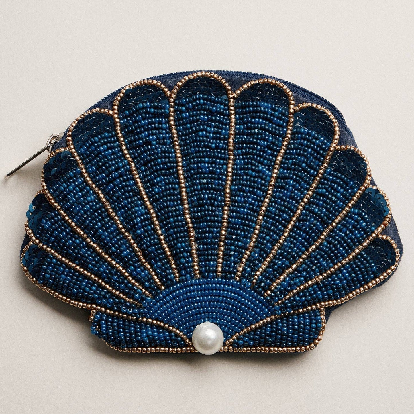 Seashell Beaded Coin Purse | Pearl Accent