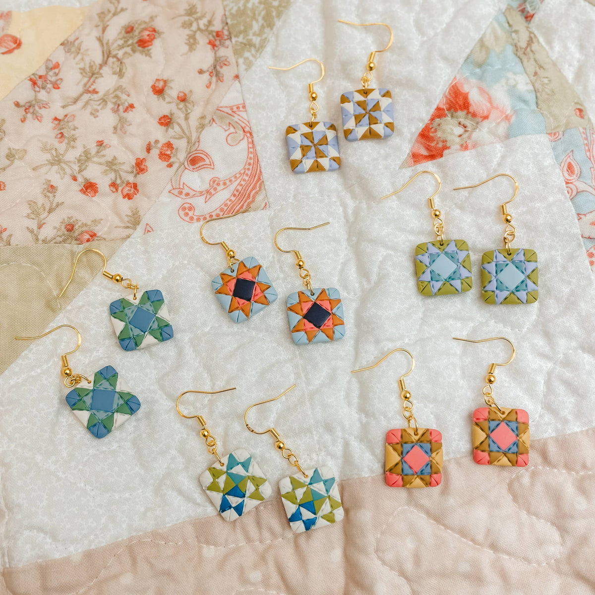 Assorted Pack: Quilt Block Dangle Earrings