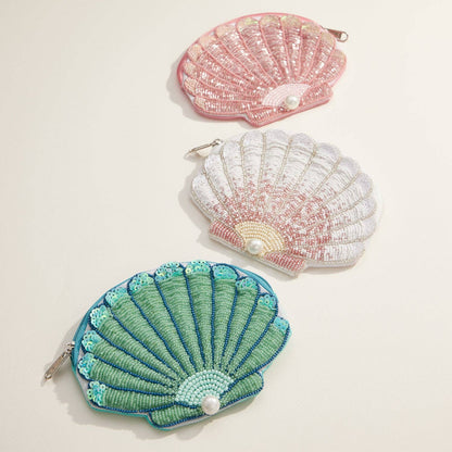 Seashell Beaded Coin Purse | Pearl Accent