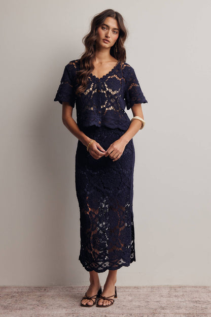 Crochet Lace Midi Skirt FWSK003