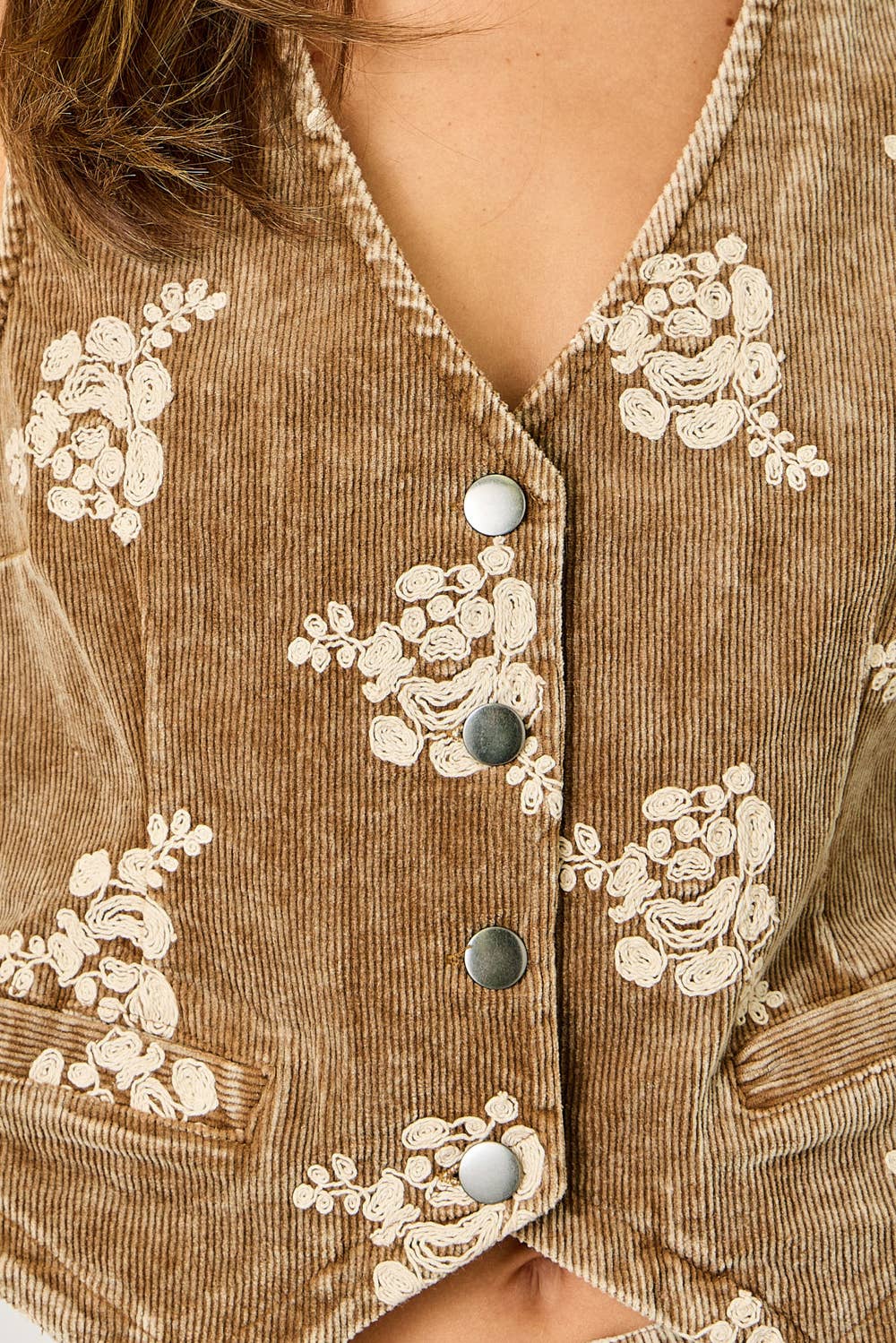 61146 Embroidered Corduroy Vest