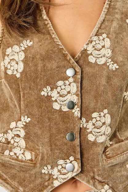 61146 Embroidered Corduroy Vest