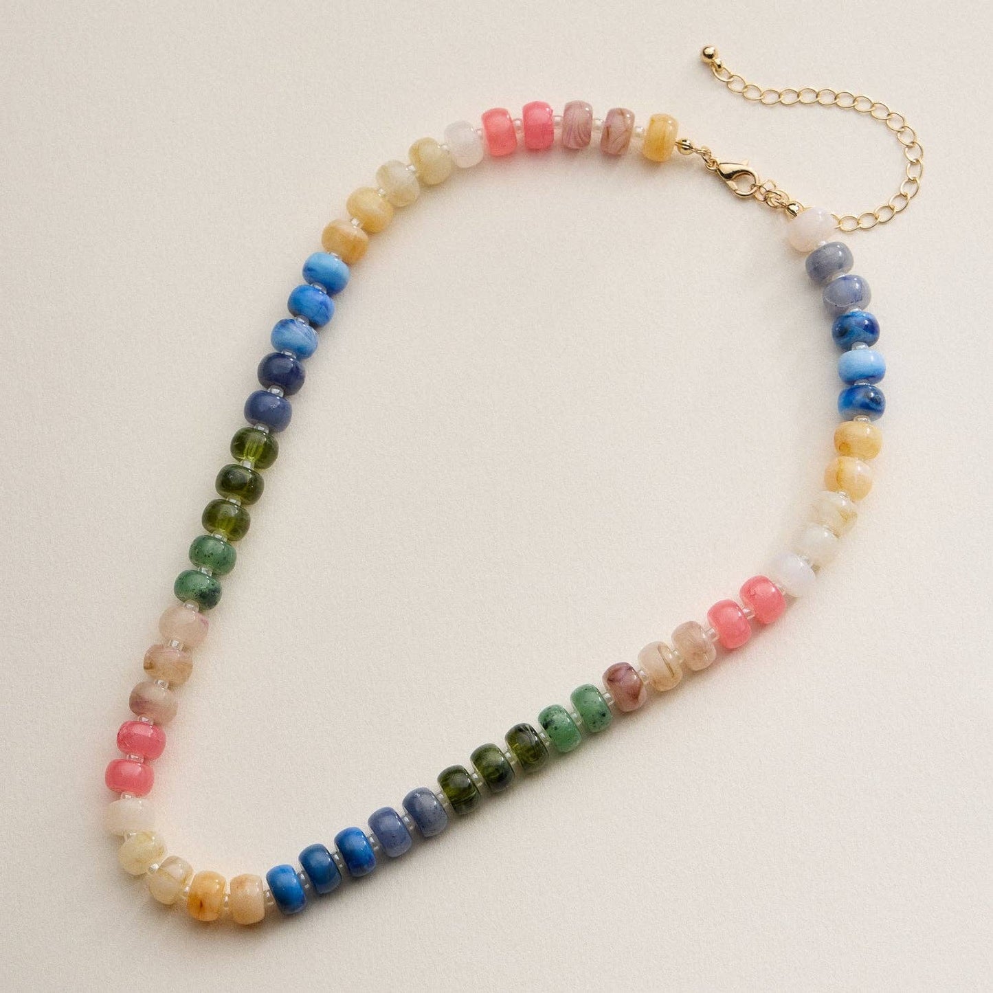 Gradient Color Round Disc Beaded | Necklace