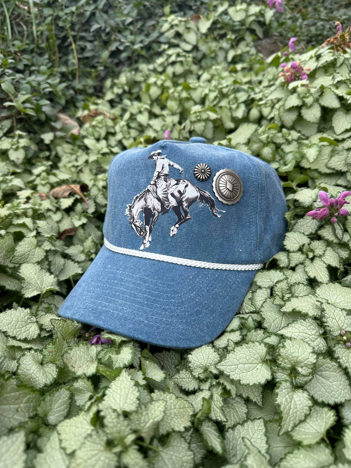 Vintage Bucking Horse Trucker Hat With Conchos