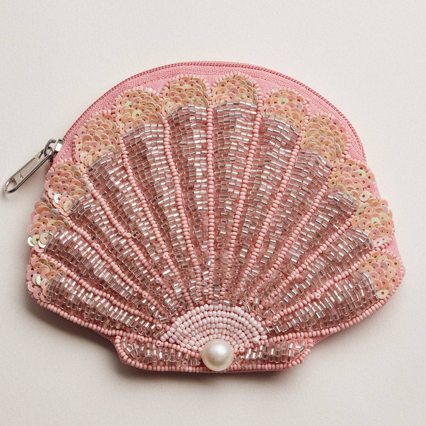 Seashell Beaded Coin Purse | Pearl Accent