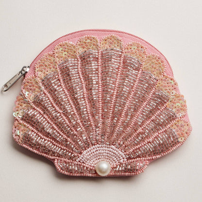 Seashell Beaded Coin Purse | Pearl Accent