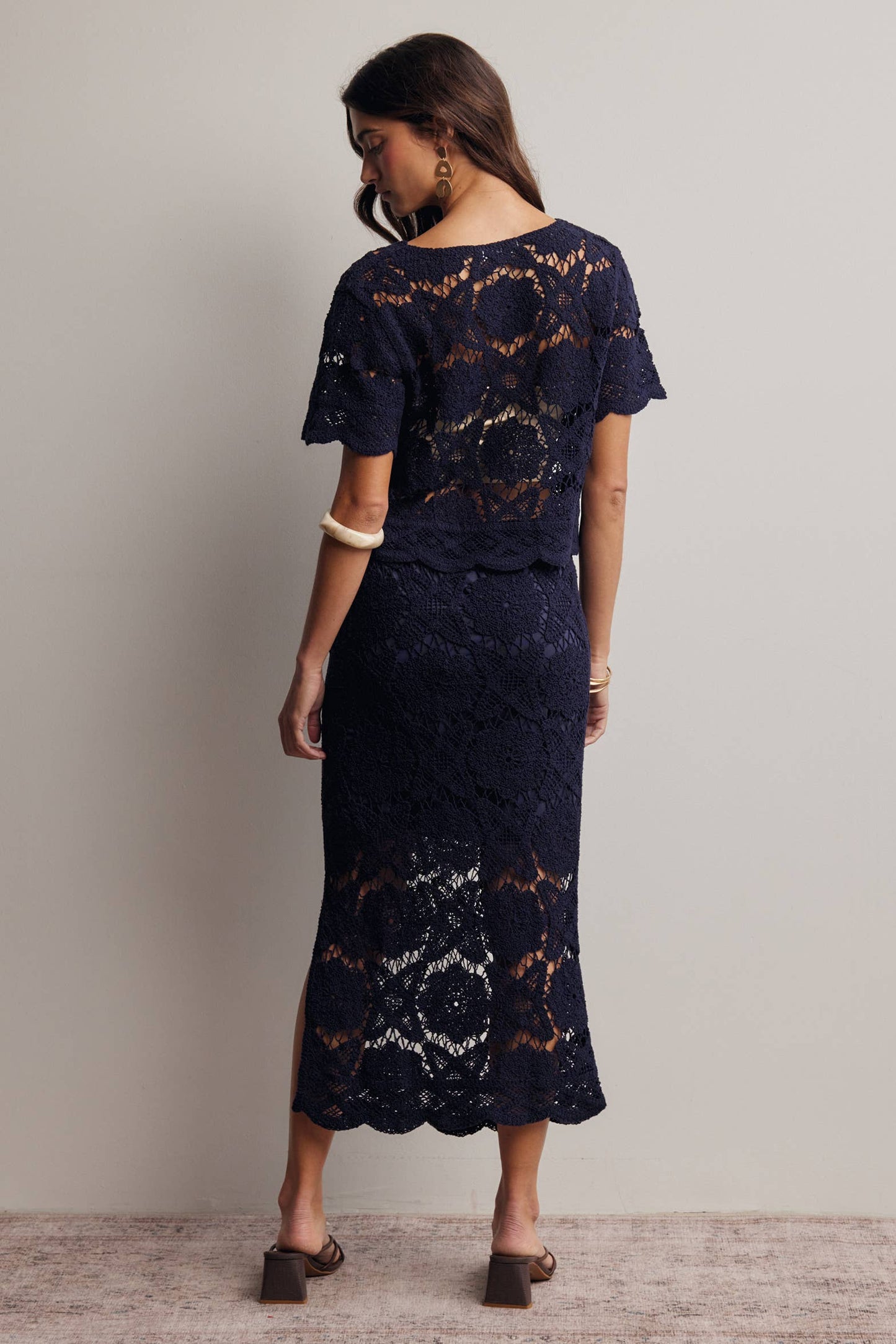 Crochet Lace Midi Skirt FWSK003