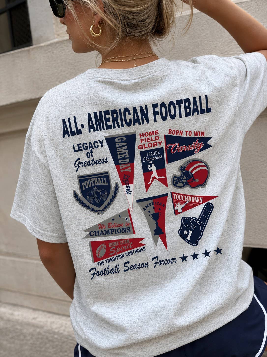 All-American Football Gameday Grey T-Shirt