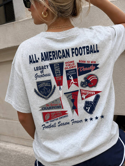 All-American Football Gameday Grey T-Shirt