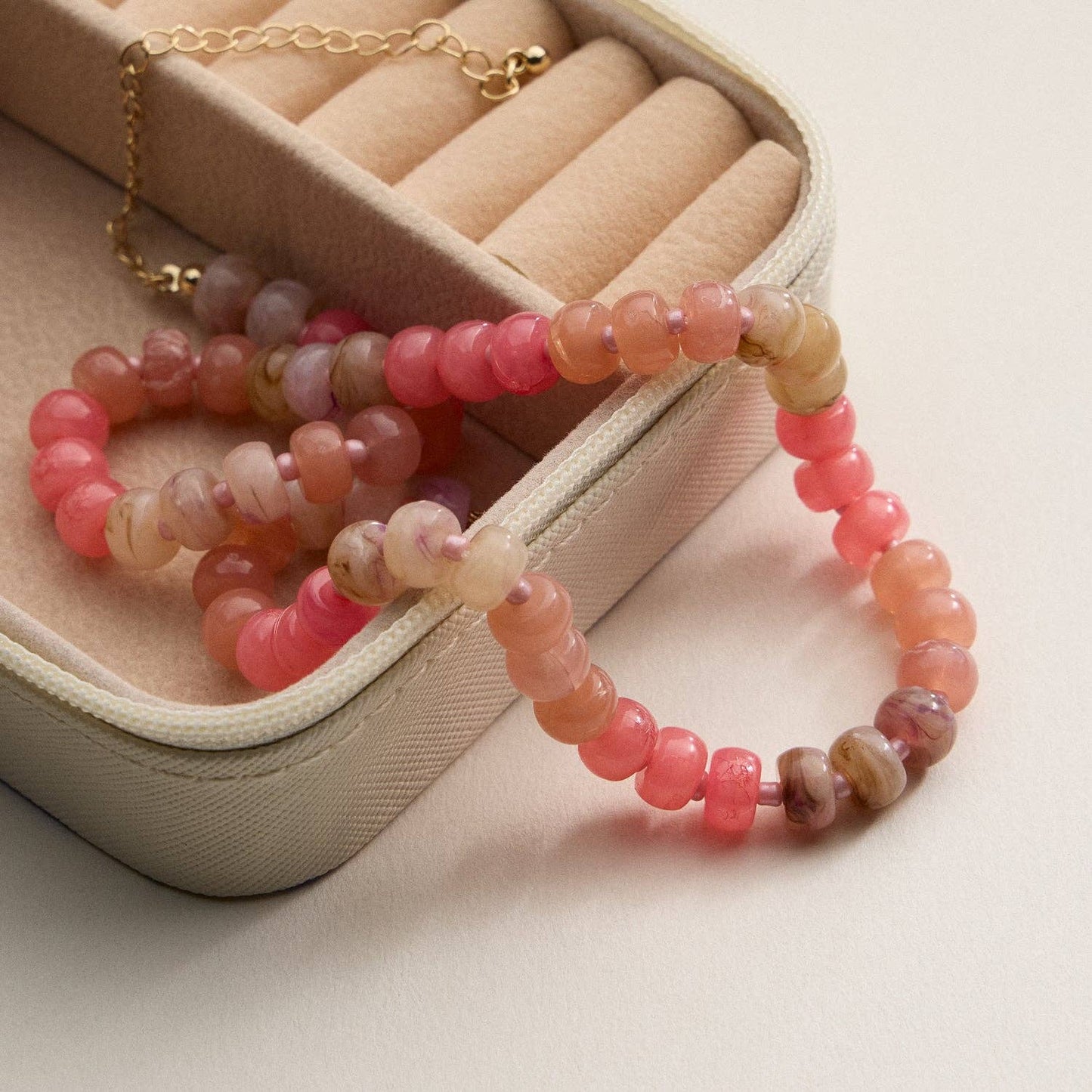Gradient Color Round Disc Beaded | Necklace