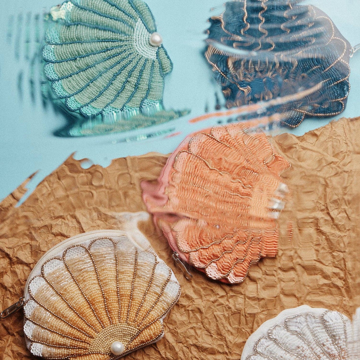 Seashell Beaded Coin Purse | Pearl Accent