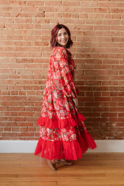RED ROSE TIE KIMONO
