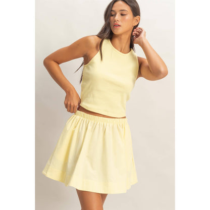 Sleeveless Ribbed Top And Skirt Set