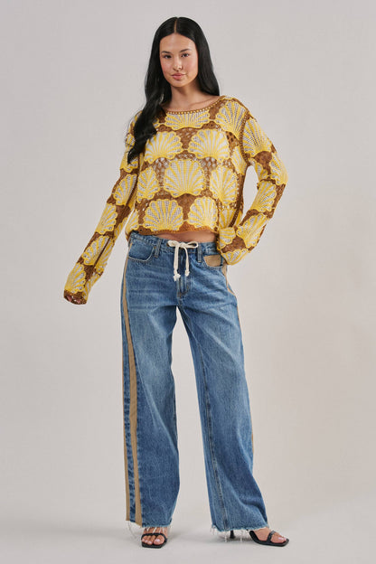 Crochet Lace Seashell Scalloped Knit Top
