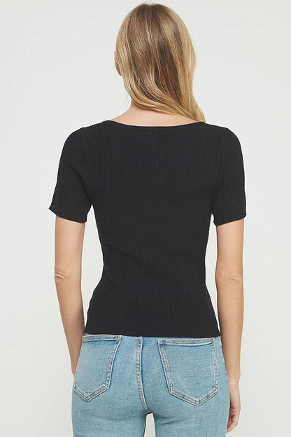 Square Neck Ribbed Fine Gauge Top