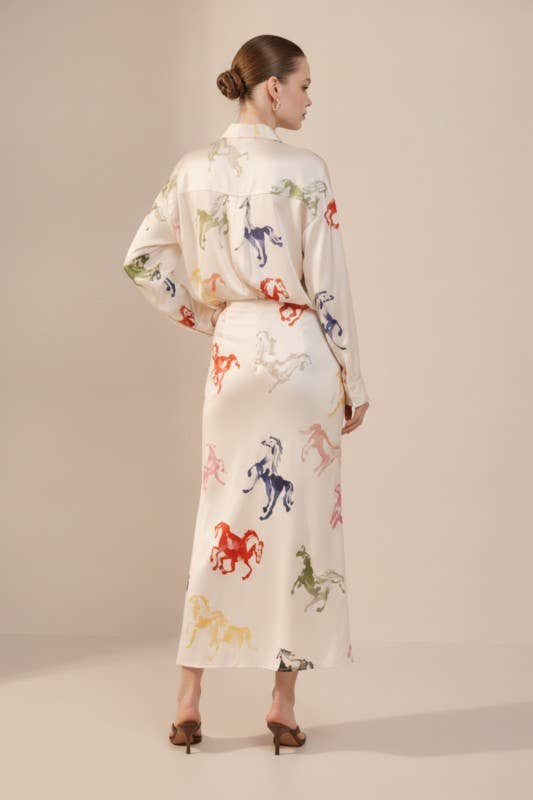 LS72042T-COLORFUL HORSE PRINTED SKIRT