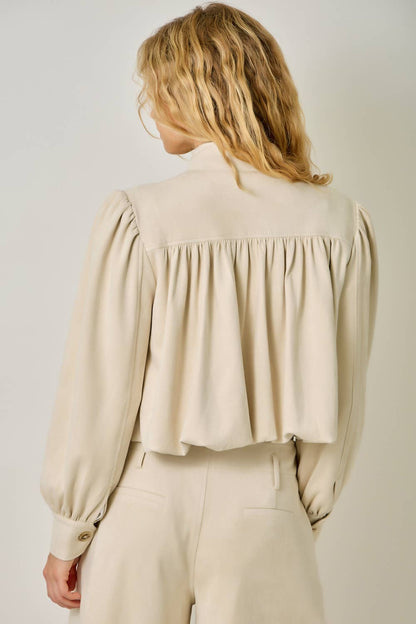 Suede Gathered Blouson Jacket
