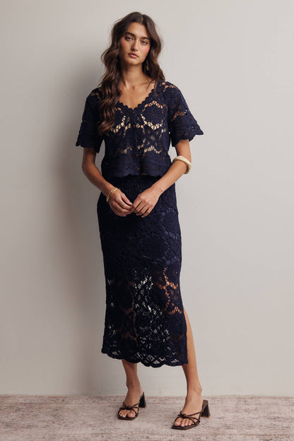 Crochet Lace Midi Skirt FWSK003