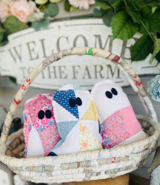 Handmade Vintage Quilt Ghost Pillow Spooky Halloween Decor