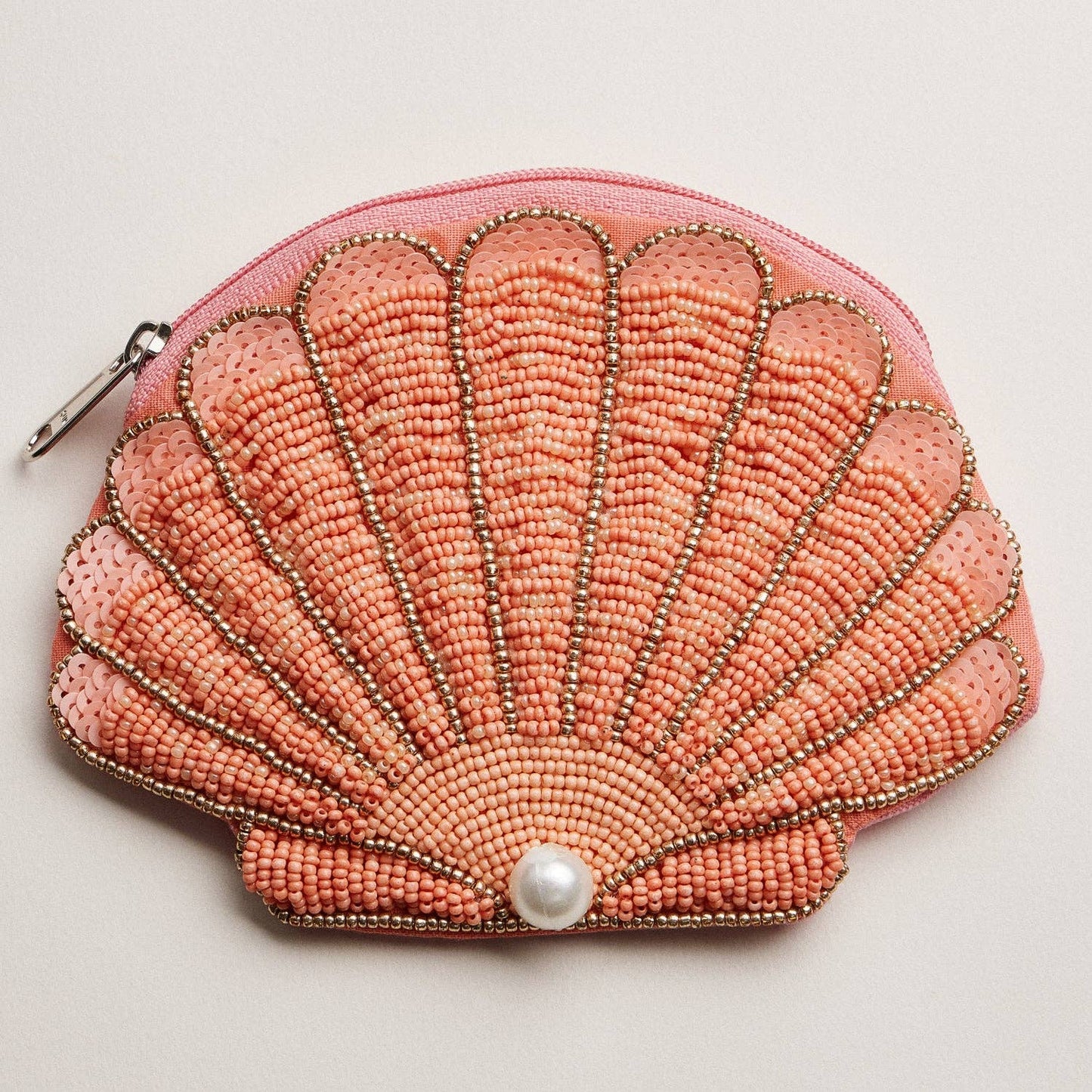 Seashell Beaded Coin Purse | Pearl Accent