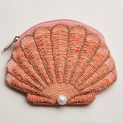 Seashell Beaded Coin Purse | Pearl Accent